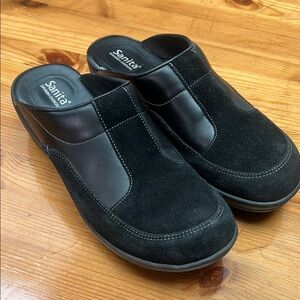 Sanita Danish design Black suede Leather Clogs size 42